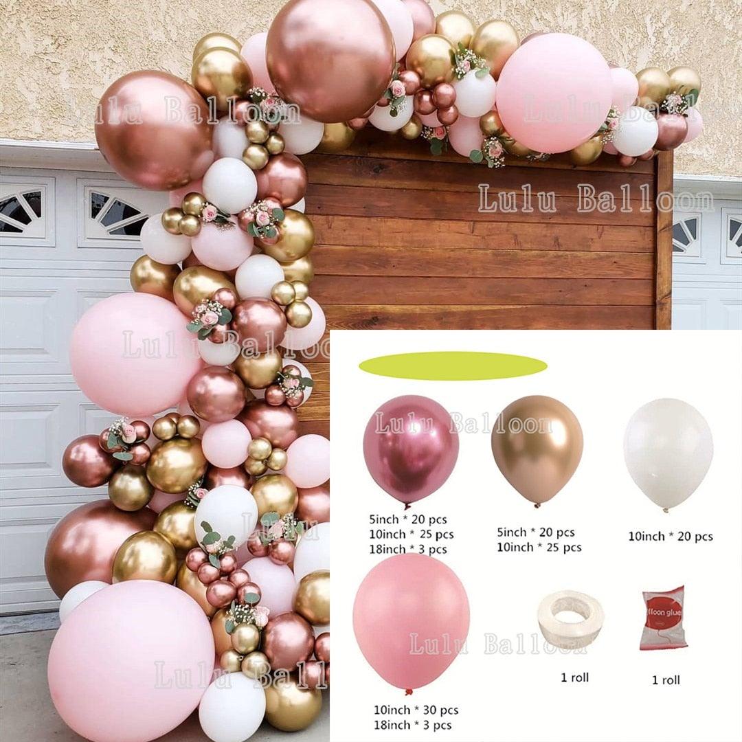 Pink White And Gold Balloon Garland Arch Kit For Bridal Shower Wedding Decors Baby Shower Party Decoration For Girls Birthday Stevvex