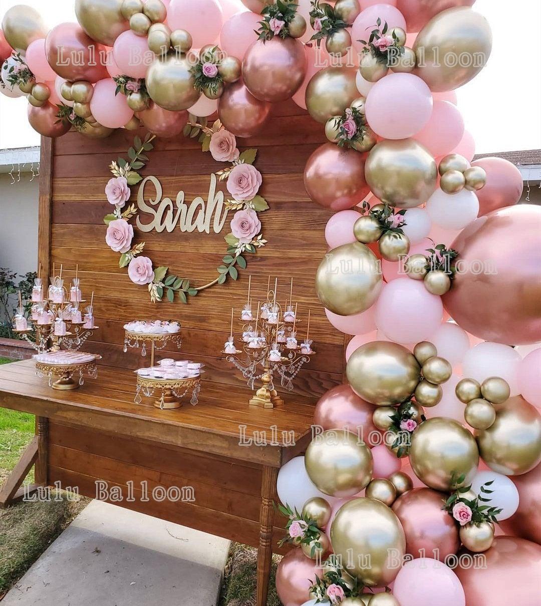 Pink White And Gold Balloon Garland Arch Kit For Bridal Shower Wedding Decors Baby Shower Party Decoration For Girls Birthday Stevvex