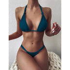 Pink Woman Summer Swimsuit Mini Lace Up Adjustable Bikinis Set Beachwear Top Swimwear Women Swimming Wear Colorful Beach Bathing Suit