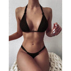 Pink Woman Summer Swimsuit Mini Lace Up Adjustable Bikinis Set Beachwear Top Swimwear Women Swimming Wear Colorful Beach Bathing Suit