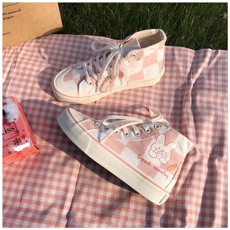 Pink Women's Luxury Canvas Sneakers Flats New Casual Tennis Basketball Canvas Shoes High-top Fashion Sneakers Slip On Walking Shoe Athletic Shoes For Gym Running Work
