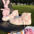 Pink Women's Luxury Canvas Sneakers Flats New Casual Tennis Basketball Canvas Shoes High-top Fashion Sneakers Slip On Walking Shoe Athletic Shoes For Gym Running Work