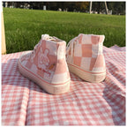 Pink Women's Luxury Canvas Sneakers Flats New Casual Tennis Basketball Canvas Shoes High-top Fashion Sneakers Slip On Walking Shoe Athletic Shoes For Gym Running Work
