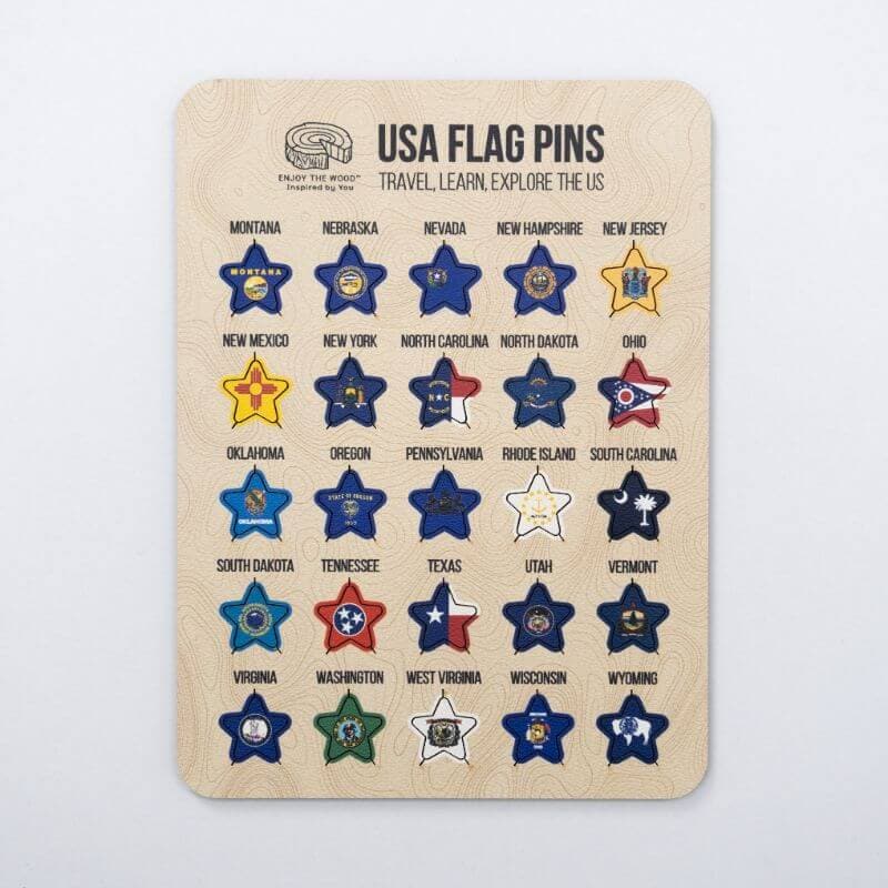 US Flag Sticky Pins Enjoy The Wood