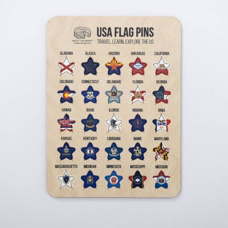 US Flag Sticky Pins Enjoy The Wood