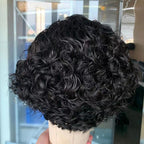 Pixie Cut Short Curly Lace Front Human Hair Wigs for Black Women Brazilian Water Deep Wave Side Part Bob Wig Transparent Lace Wigs For Black Women Gifts for Girlfriends Stevvex