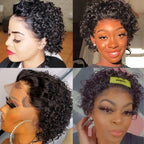 Pixie Cut Short Curly Wig Human Hair Wigs Pre Plucked Brazilian Deep Water Wave Virgin Lace Front Wig For Women With Baby Hair Wigs For Black Women Gifts for Girlfriends Stevvex