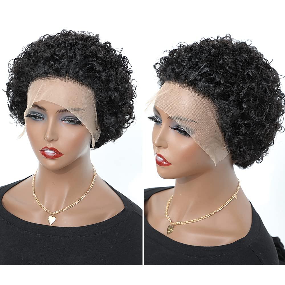 Pixie Cut Short Curly Wig Human Hair Wigs Pre Plucked Brazilian Deep Water Wave Virgin Lace Front Wig For Women With Baby Hair Wigs For Black Women Gifts for Girlfriends Stevvex