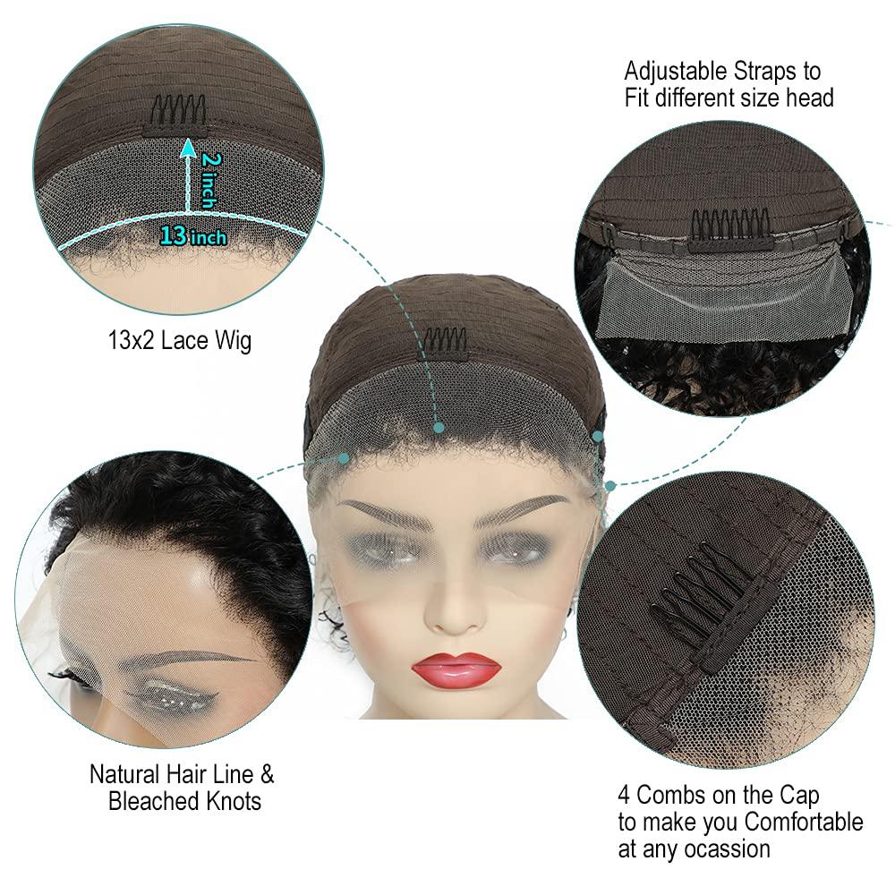 Pixie Cut Short Curly Wig Human Hair Wigs Pre Plucked Brazilian Deep Water Wave Virgin Lace Front Wig For Women With Baby Hair Wigs For Black Women Gifts for Girlfriends Stevvex