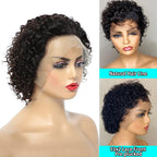 Pixie Cut Short Curly Wig Human Hair Wigs Pre Plucked Brazilian Deep Water Wave Virgin Lace Front Wig For Women With Baby Hair Wigs For Black Women Gifts for Girlfriends Stevvex
