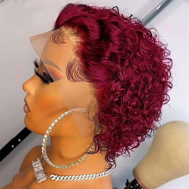 Pixie Cut Short Curly Wig Human Hair Wigs Pre Plucked Brazilian Deep Water Wave Virgin Lace Front Wig For Women With Baby Hair Wigs For Black Women Gifts for Girlfriends Stevvex