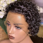 Pixie Cut Wig Short Bob Curly Lace Frontal Human Hair Wig Transparent Lace Wig For Women Deep Wave Human Hair Wigs For Black Women Gifts for Girlfriends Stevvex