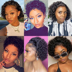 Pixie Cut Wig Short Curly Human Hair Wigs Human Hair Wig 13X1 Transparent Lace Wig For Women Human Hair Pre Plucked Baby Hair Wigs For Black Women Stevvex
