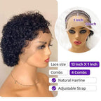 Pixie Cut Wig Short Curly Human Hair Wigs Human Hair Wig 13X1 Transparent Lace Wig For Women Human Hair Pre Plucked Baby Hair Wigs For Black Women Stevvex