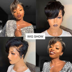 Pixie Cut Wig Short Lace Front Human Hair Wigs For Black Women Brazilian T part Straight Bob Wigs Lace Front Wig Remy Hair Side Part Wigs For Black Women Gifts for Girlfriends Stevvex