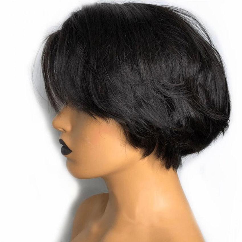 Pixie Cut Wig Short Lace Front Human Hair Wigs For Black Women Brazilian T part Straight Bob Wigs Lace Front Wig Remy Hair Side Part Wigs For Black Women Gifts for Girlfriends Stevvex