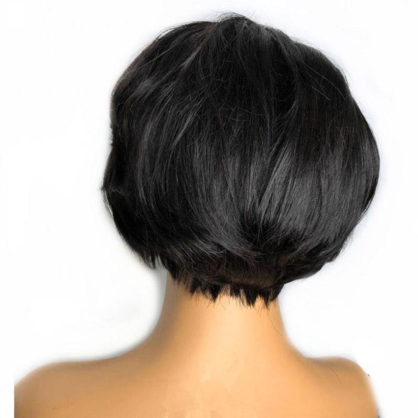 Pixie Cut Wig Short Lace Front Human Hair Wigs For Black Women Brazilian T part Straight Bob Wigs Lace Front Wig Remy Hair Side Part Wigs For Black Women Gifts for Girlfriends Stevvex