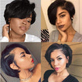 Pixie Cut Wig Short Lace Front Human Hair Wigs For Black Women Brazilian T part Straight Bob Wigs Lace Front Wig Remy Hair Side Part Wigs For Black Women Gifts for Girlfriends Stevvex