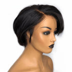 Pixie Cut Wig Short Lace Front Human Hair Wigs For Black Women Brazilian T part Straight Bob Wigs Lace Front Wig Remy Hair Side Part Wigs For Black Women Gifts for Girlfriends Stevvex