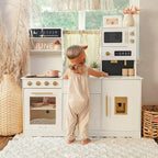 Tiny Land® Iconic Wooden Play Kitchen – Cream Pretend Cooking Set for Kids Tiny Land INC
