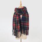 Plaid Fringe Scarf Faux Wool Warm Winter Fashion Accessory (MAC332)