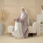 Plaid Tweed Open Abaya Coat with Fringe Details (MOA104)