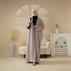 Plaid Tweed Open Abaya Coat with Fringe Details (MOA104)