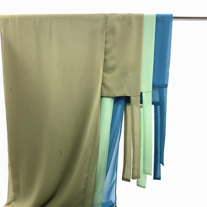 Plain Colorful Soft Lightweight Chiffon Elegant Hijab Scarf With Bandage Non-Slip Chiffon Echarpe Elegant Breathable Islam Long Hijabs Headband Fashion Turban Headwrap For Women Stevvex