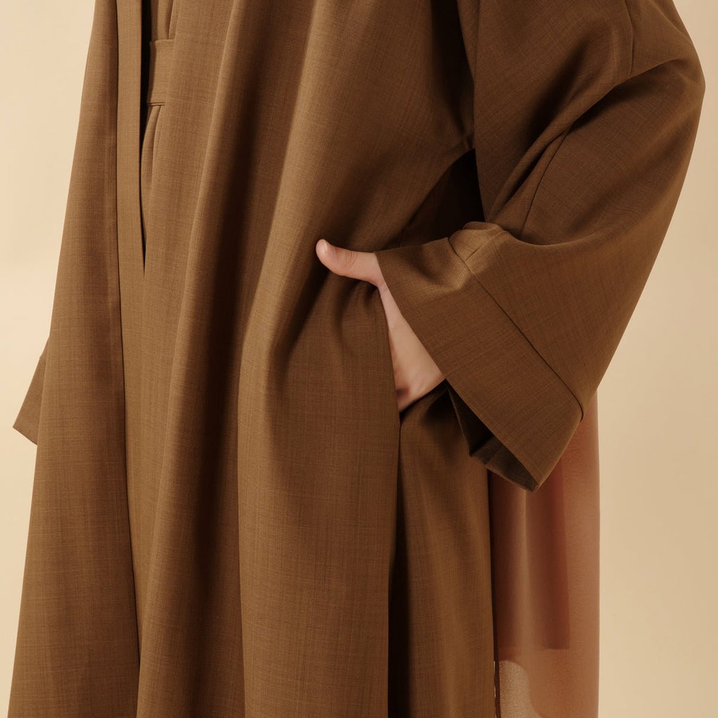 Plain Linen Abaya 3-Piece Set (MOA016) - SJB-DIAMOND ELITES