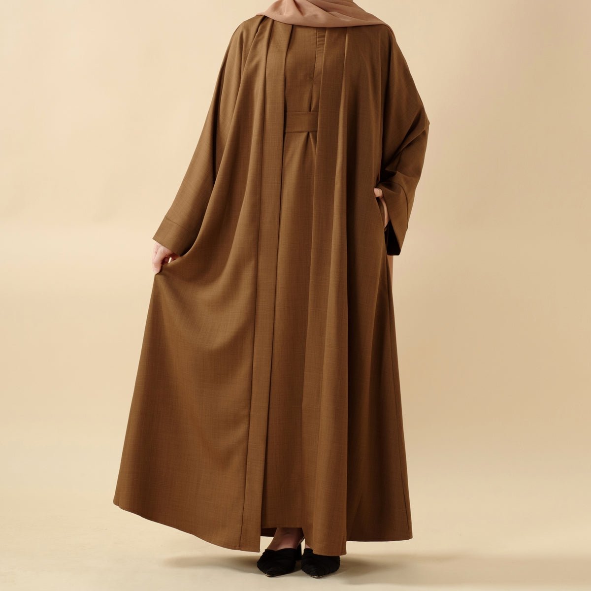 Plain Linen Abaya 3-Piece Set (MOA016) - SJB-DIAMOND ELITES