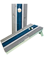Blue and Grey Striped Cornhole Boards - SJB-DIAMOND ELITES