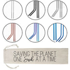 Reusable Stainless Steel Straw Set 6 Piece With Cleaning Brush Cotton Linen Bag Eco Gift BandsCo Straps