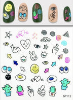 Plant Laser Abstract Lady Face Nail Decals Sliders Paper Art Decor Gel Polish Sticker Manicure Foils 3D Rhinestone Sticker Fun Nail Art Stickers Decal 3D Self-Adhesive Abstract Face Curve Graffiti Nail Design for Acrylic Nail Supplies Stevvex