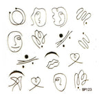 Plant Laser Abstract Lady Face Nail Decals Sliders Paper Art Decor Gel Polish Sticker Manicure Foils 3D Rhinestone Sticker Fun Nail Art Stickers Decal 3D Self-Adhesive Abstract Face Curve Graffiti Nail Design for Acrylic Nail Supplies Stevvex
