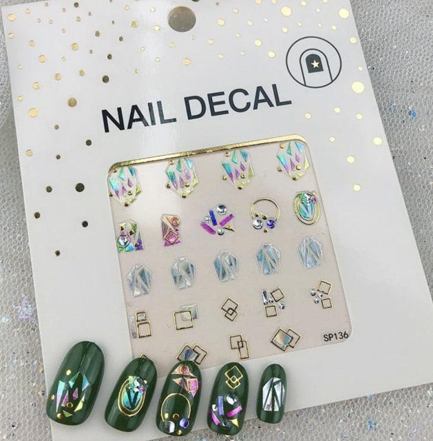 Plant Laser Abstract Lady Face Nail Decals Sliders Paper Art Decor Gel Polish Sticker Manicure Foils 3D Rhinestone Sticker Fun Nail Art Stickers Decal 3D Self-Adhesive Abstract Face Curve Graffiti Nail Design for Acrylic Nail Supplies Stevvex