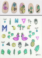 Plant Laser Abstract Lady Face Nail Decals Sliders Paper Art Decor Gel Polish Sticker Manicure Foils 3D Rhinestone Sticker Fun Nail Art Stickers Decal 3D Self-Adhesive Abstract Face Curve Graffiti Nail Design for Acrylic Nail Supplies Stevvex