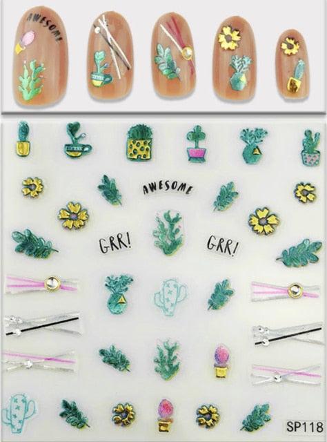 Plant Laser Abstract Lady Face Nail Decals Sliders Paper Art Decor Gel Polish Sticker Manicure Foils 3D Rhinestone Sticker Fun Nail Art Stickers Decal 3D Self-Adhesive Abstract Face Curve Graffiti Nail Design for Acrylic Nail Supplies Stevvex