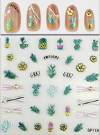 Plant Laser Abstract Lady Face Nail Decals Sliders Paper Art Decor Gel Polish Sticker Manicure Foils 3D Rhinestone Sticker Fun Nail Art Stickers Decal 3D Self-Adhesive Abstract Face Curve Graffiti Nail Design for Acrylic Nail Supplies Stevvex