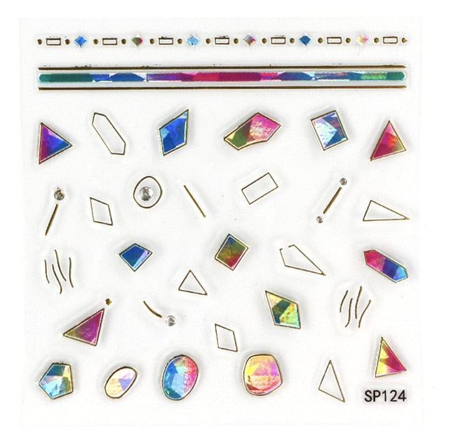 Plant Laser Abstract Lady Face Nail Decals Sliders Paper Art Decor Gel Polish Sticker Manicure Foils 3D Rhinestone Sticker Fun Nail Art Stickers Decal 3D Self-Adhesive Abstract Face Curve Graffiti Nail Design for Acrylic Nail Supplies Stevvex