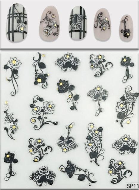Plant Laser Abstract Lady Face Nail Decals Sliders Paper Art Decor Gel Polish Sticker Manicure Foils 3D Rhinestone Sticker Fun Nail Art Stickers Decal 3D Self-Adhesive Abstract Face Curve Graffiti Nail Design for Acrylic Nail Supplies Stevvex