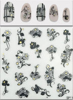 Plant Laser Abstract Lady Face Nail Decals Sliders Paper Art Decor Gel Polish Sticker Manicure Foils 3D Rhinestone Sticker Fun Nail Art Stickers Decal 3D Self-Adhesive Abstract Face Curve Graffiti Nail Design for Acrylic Nail Supplies Stevvex