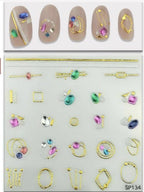 Plant Laser Abstract Lady Face Nail Decals Sliders Paper Art Decor Gel Polish Sticker Manicure Foils 3D Rhinestone Sticker Fun Nail Art Stickers Decal 3D Self-Adhesive Abstract Face Curve Graffiti Nail Design for Acrylic Nail Supplies Stevvex
