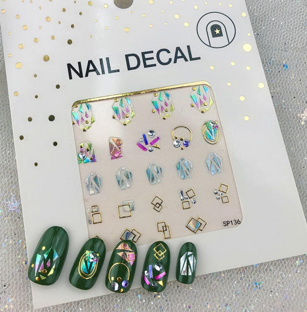 Plant Laser Abstract Lady Face Nail Decals Sliders Paper Art Decor Gel Polish Sticker Manicure Foils 3D Rhinestone Sticker Fun Nail Art Stickers Decal 3D Self-Adhesive Abstract Face Curve Graffiti Nail Design for Acrylic Nail Supplies Stevvex