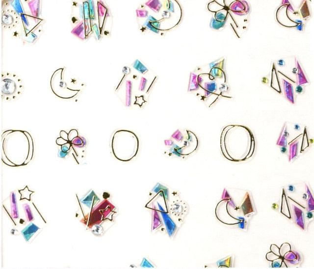 Plant Laser Abstract Lady Face Nail Decals Sliders Paper Art Decor Gel Polish Sticker Manicure Foils 3D Rhinestone Sticker Fun Nail Art Stickers Decal 3D Self-Adhesive Abstract Face Curve Graffiti Nail Design for Acrylic Nail Supplies Stevvex