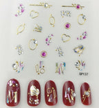 Plant Laser Abstract Lady Face Nail Decals Sliders Paper Art Decor Gel Polish Sticker Manicure Foils 3D Rhinestone Sticker Fun Nail Art Stickers Decal 3D Self-Adhesive Abstract Face Curve Graffiti Nail Design for Acrylic Nail Supplies Stevvex