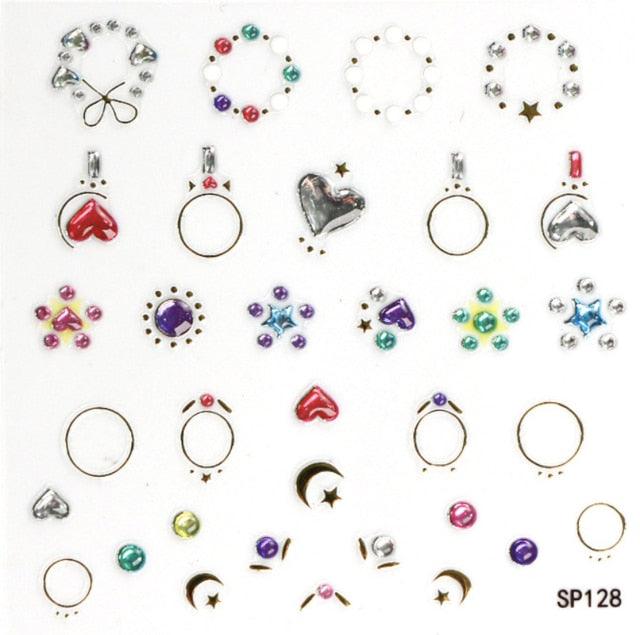 Plant Laser Abstract Lady Face Nail Decals Sliders Paper Art Decor Gel Polish Sticker Manicure Foils 3D Rhinestone Sticker Fun Nail Art Stickers Decal 3D Self-Adhesive Abstract Face Curve Graffiti Nail Design for Acrylic Nail Supplies Stevvex