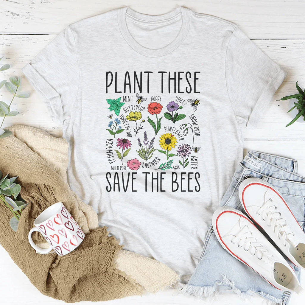 Plant These Save The Bees Tee Peachy Sunday