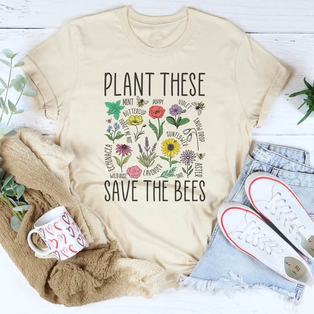 Plant These Save The Bees Tee Peachy Sunday