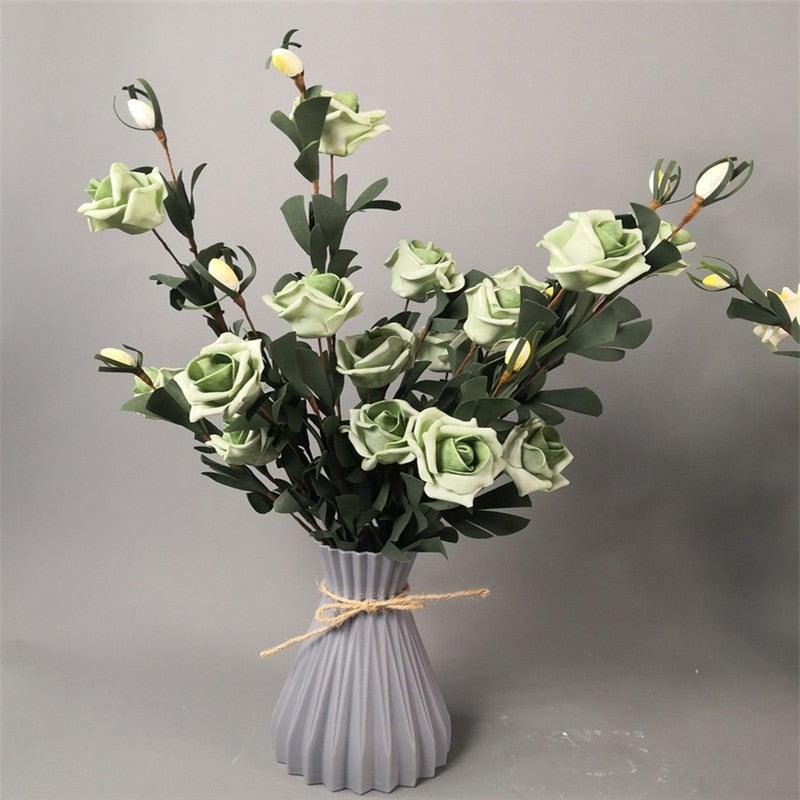 Plastic Vases Anti-ceramic Unbreakable Basket Imitation Rattan Flower Vase For Home Décor Desktop Decoration Living Room Office or Bookshelf Stevvex
