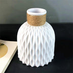 Plastic Vases Anti-ceramic Unbreakable Basket Imitation Rattan Flower Vase For Home Décor Desktop Decoration Living Room Office or Bookshelf Stevvex